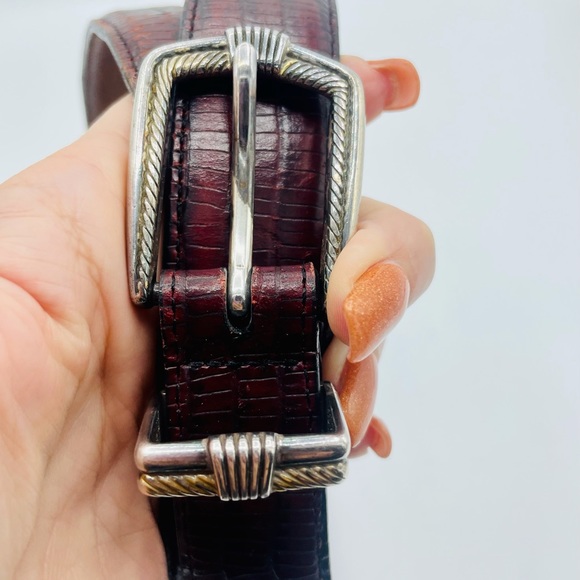 Brighton “Onyx” full grain croc print w/etched two tone buckle #40C main image 4